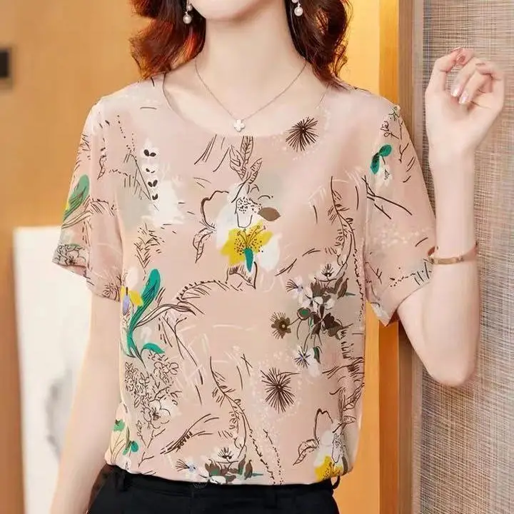 FLoral Chiffon Shirts Women Short Sleeve Summer Loose Casual Tops Fashion Elegant Ladies O-Neck Blouses Blusas MM1309
FLoral Chiffon Shirts Women Short Sleeve Summer Loose Casual Tops Fashion Elegant Ladies O-Neck Blouses Blusas MM1309