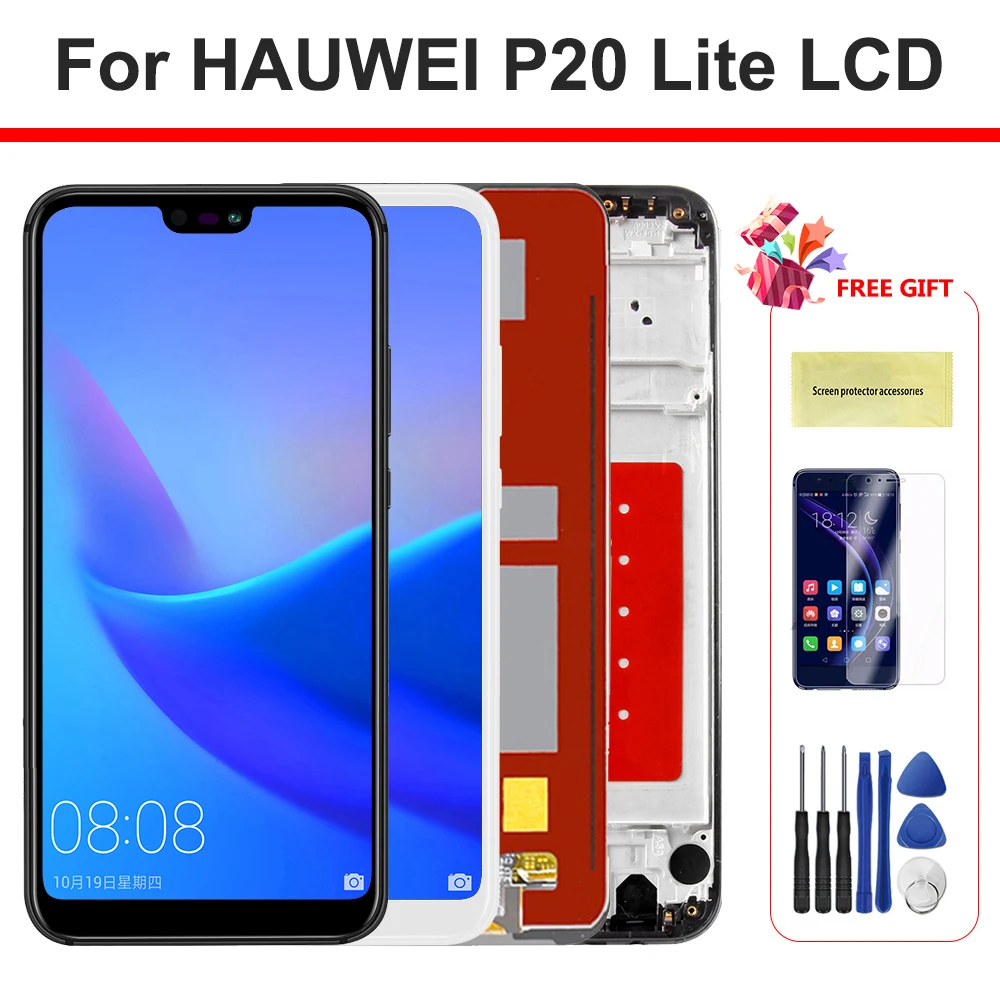 ЖК дисплей 5 84 дюйма для HUAWEI P20 Lite сенсорный экран с рамкой Huawei Nova 3e|Экраны