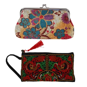 2 Pcs Women Wallet: 1 Pcs Embroidered Purse Clutch Mobile Phone Bag Coin Bag - Double Dragons & 1 Pcs Beige Coin Purse Flower Po
2 Pcs Women Wallet: 1 Pcs Embroidered Purse Clutch Mobile Phone Bag Coin Bag - Double Dragons & 1 Pcs Beige Coin Purse Flower Po