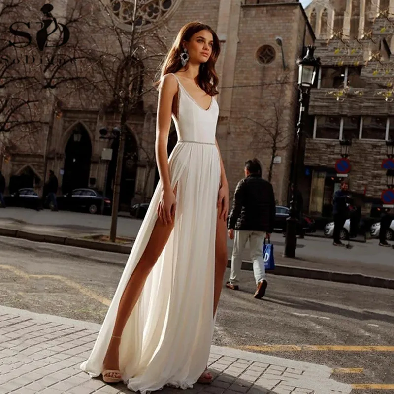 SoDigne Boho Wedding Dress V Neck High Side Split Backless Lace Chiffon Bridal Dress Plus Size Wedding Gowns Custom Made
SoDigne Boho Wedding Dress V Neck High Side Split Backless Lace Chiffon Bridal Dress Plus Size Wedding Gowns Custom Made