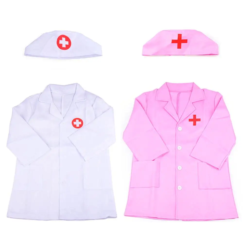 Фото Новинка детская одежда костюм для ролевых игр комбинезон доктора белое розовое