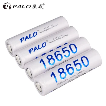 

palo 4pcs 100% New Original 18650 3.7v 3200 mah 18650 Lithium Rechargeable Battery batteries for For E-cigarette flashlights