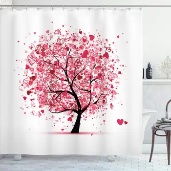 Tree of Life Shower Curtain, Ornate Valentine Tree with Swirled Hearts and Doodles in Love Future Couple, Cloth Fabric Bathroom
Tree of Life Shower Curtain, Ornate Valentine Tree with Swirled Hearts and Doodles in Love Future Couple, Cloth Fabric Bathroom