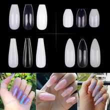 100 pièces/sac à 600 pièces/sac ballerine Nail Art conseils faux cercueil ongles Art conseils plat forme pleine couverture manucure faux ongles conseils(China)