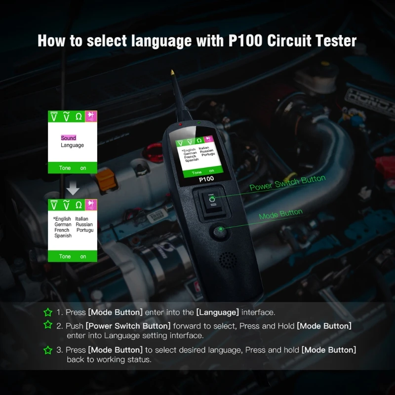P100 Power Test Power Probe Electric Circuit Tester Automotive Diagnostic-Tool Q39F
P100 Power Test Power Probe Electric Circuit Tester Automotive Diagnostic-Tool Q39F