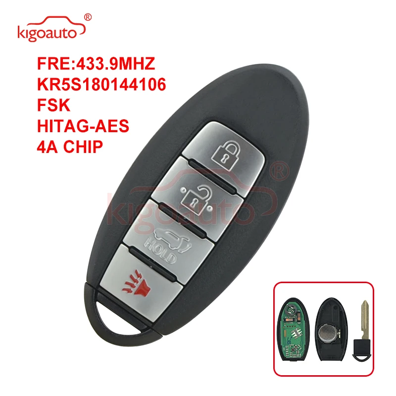 Kigoauto FCC KR5S180144106 smart key 4 button 433.9MHZ FSK HITAG-AES 4A CHIP for Nissan Rogue 2016 2017 2018 285E3-4CB6C
Kigoauto FCC KR5S180144106 smart key 4 button 433.9MHZ FSK HITAG-AES 4A CHIP for Nissan Rogue 2016 2017 2018 285E3-4CB6C
