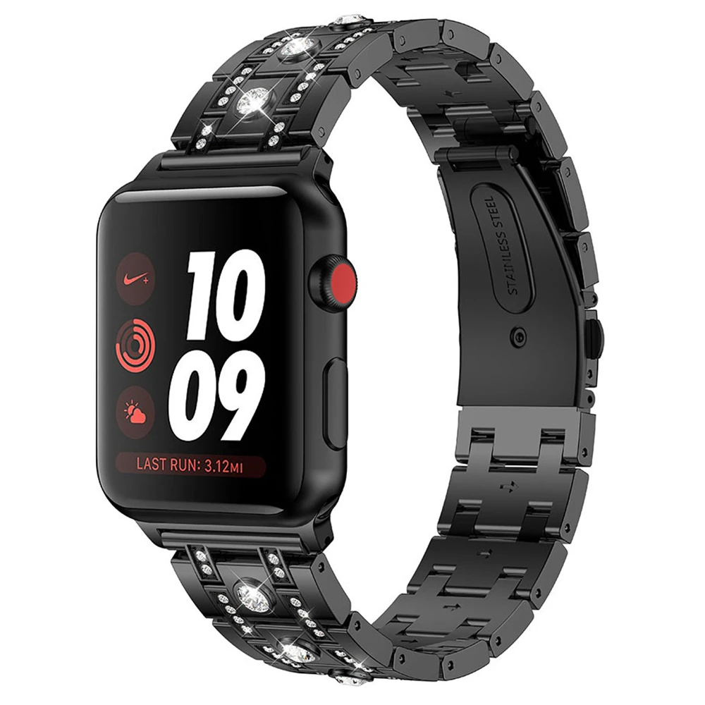 

Ремешок для часов for Apple Watch Band 38mm 40mm for iwatch watchband Series 5 4 3 2 1 Accessories Metal Bling Strap correa