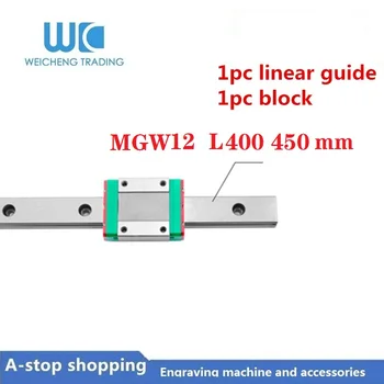 

1pc miniature linear rail MGW12H MGW12C carriage block bearing MGW12 L400 450mm linear guide 3d printer CNC part