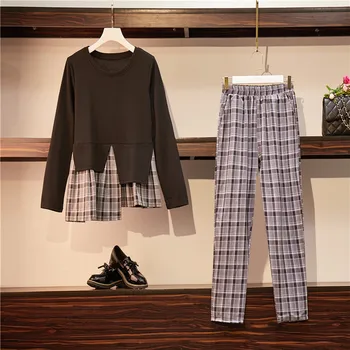 2019 fall of large size garment grid show thin wide-legged pants suit fat MM brim two-piece outfit
2019 fall of large size garment grid show thin wide-legged pants suit fat MM brim two-piece outfit