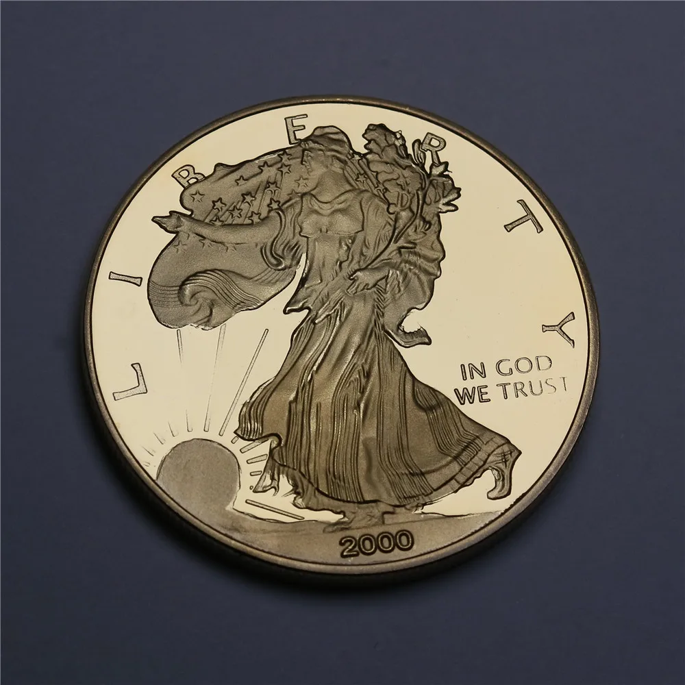 2000 Liberty & American Eagle Gold Souvenir 1OZ US Gold Plated Coin,Excellent US Eagle Gold Clad Coin (3)