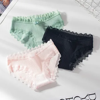 Women's Cotton Underwear Sexy Lace Panties Seamless Cute Bow Girls Briefs Soft Comfort Lingerie Fashion Female Sexy Underpants 
Women's Cotton Underwear Sexy Lace Panties Seamless Cute Bow Girls Briefs Soft Comfort Lingerie Fashion Female Sexy Underpants