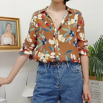 Women Shirt Floral Printed Shirt Viscose Shirt Vintage Women Blouse
Women Shirt Floral Printed Shirt Viscose Shirt Vintage Women Blouse