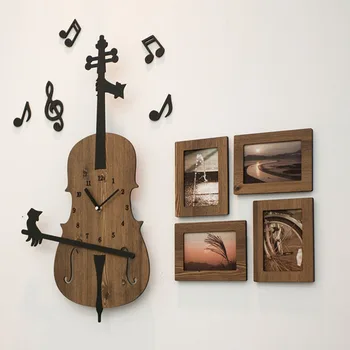 Cute Violin DIY Wall Clock Modern Design 3D Decoration Wooden Clock with Photo Frame Wall Watch Home Decor Gifts for Musician
Cute Violin DIY Wall Clock Modern Design 3D Decoration Wooden Clock with Photo Frame Wall Watch Home Decor Gifts for Musician