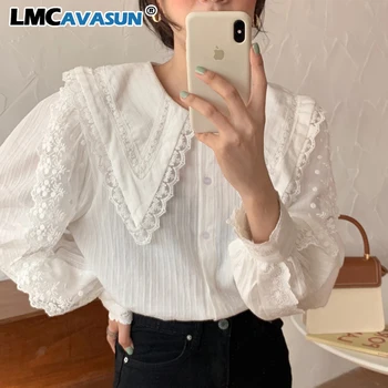 LMCAVASUN 2020 New Arrival Elegant Tops Women Shirt Lace Stitching Lantern Sleeve Doll Collar Korean Style Loose Blouse Blusas
LMCAVASUN 2020 New Arrival Elegant Tops Women Shirt Lace Stitching Lantern Sleeve Doll Collar Korean Style Loose Blouse Blusas