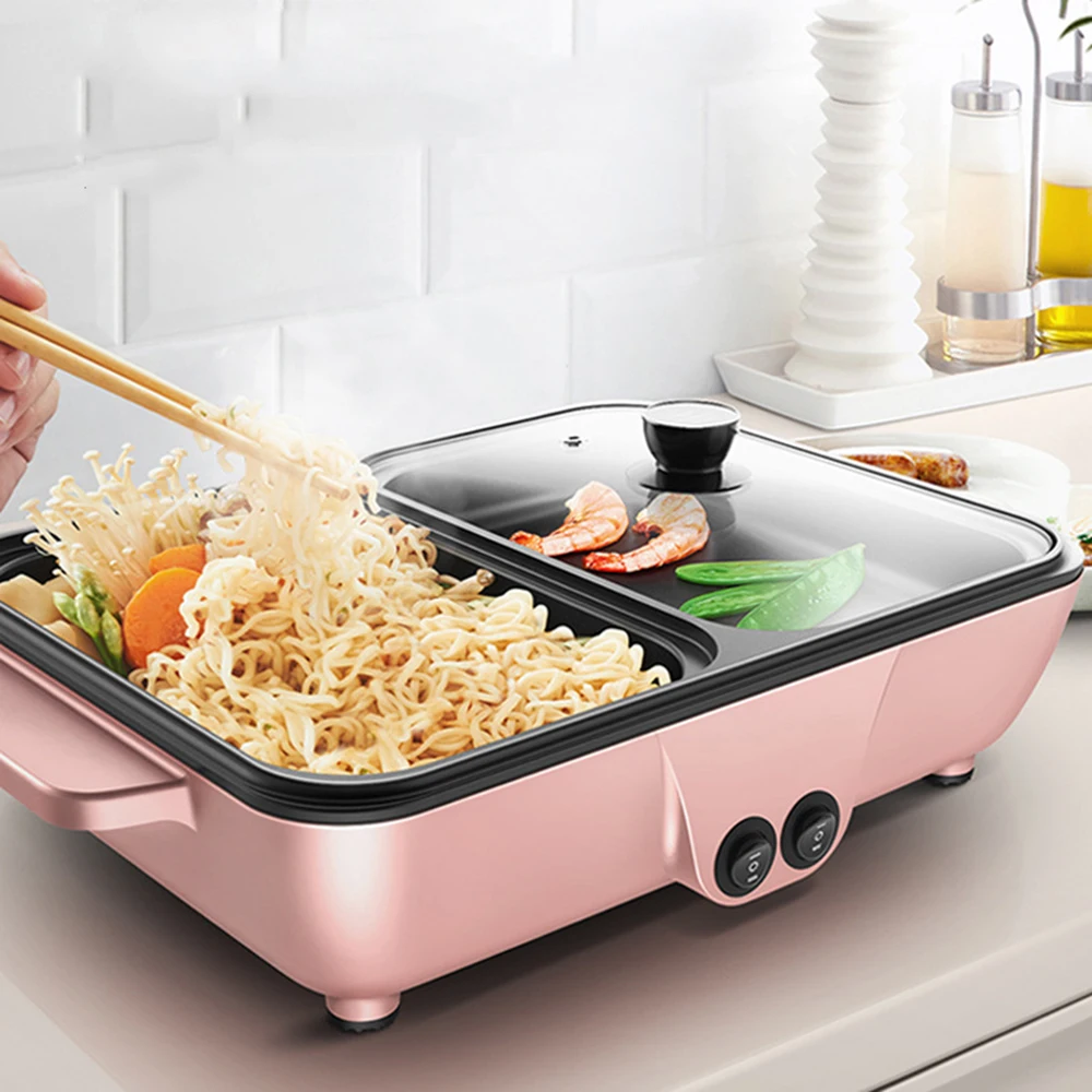 220V 2 in 1 Mini Electric Cooking Pot Machine Multifunction Hotpot Noodles Eggs Soup Barbecue Non-Stick BBQ Heating Pan
220V 2 in 1 Mini Electric Cooking Pot Machine Multifunction Hotpot Noodles Eggs Soup Barbecue Non-Stick BBQ Heating Pan
