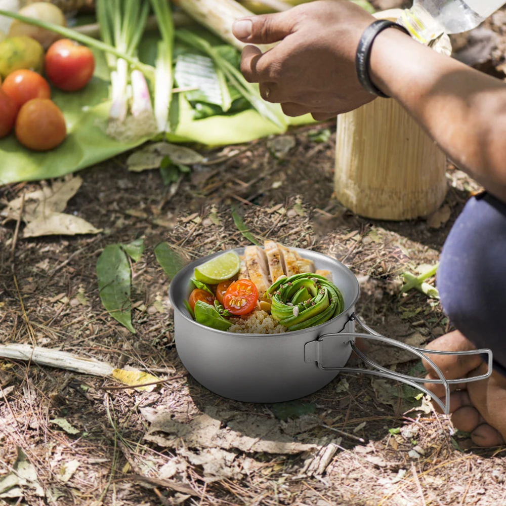 Hot New Portable Camping Bowl 400ML Titanium Bowl Super Lightweight Outdoor Tableware Cookware Cooking Bowl with Folding Handle
Hot New Portable Camping Bowl 400ML Titanium Bowl Super Lightweight Outdoor Tableware Cookware Cooking Bowl with Folding Handle