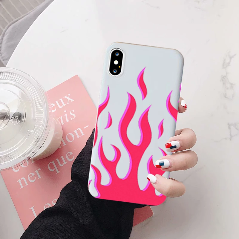 ساعة ايفون Jamular Cool Green Red Flames Phone Case For Iphone 11 Pro 12 Xs ... coque iphone 11 In Flames