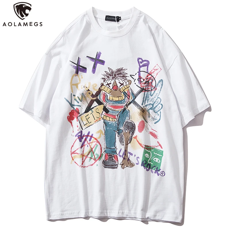 Aolamegs Men T Shirt Graffiti Painting Printed Tee Men Retro Advanced Hip Hop Cute Thin O-Neck All-match Style Lovers Streetwear
Aolamegs Men T Shirt Graffiti Painting Printed Tee Men Retro Advanced Hip Hop Cute Thin O-Neck All-match Style Lovers Streetwear