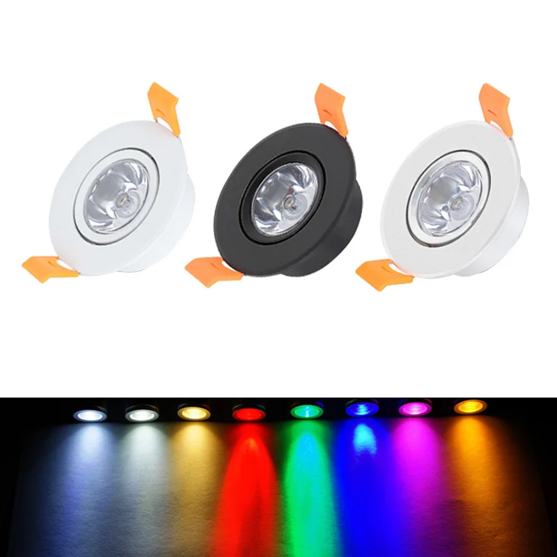 LED Downlight RGB Recessed Lamp Round 3W Remote Control Lighting AC 110V 220V Spot Light Bar Living Room