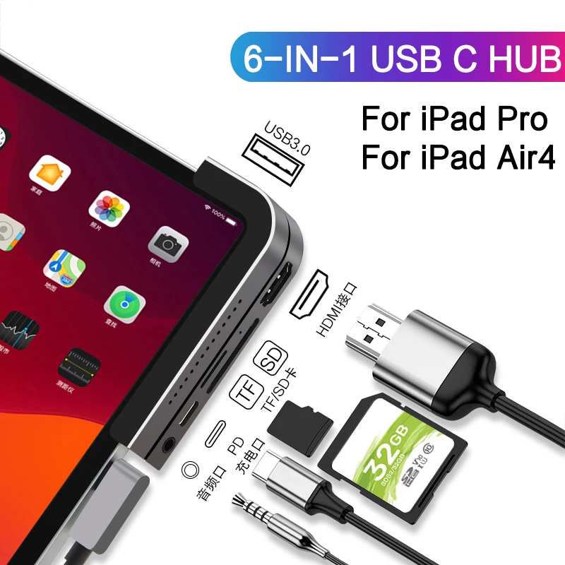 USB C HUB For iPad Pro Air 4 10.9 air4 Tablet Accessories Type C USB 3.0 HDMI Card Reader 3.5mm Adapter Dock USB-C Multi Port
USB C HUB For iPad Pro Air 4 10.9 air4 Tablet Accessories Type C USB 3.0 HDMI Card Reader 3.5mm Adapter Dock USB-C Multi Port
