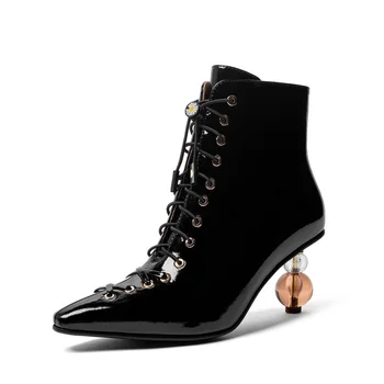 New Brand Design Women Patent Leather Ankle Boots Autumn Winter Party Basic Shoes Woman Side Zipper Pointed Toe Short Boots 39
New Brand Design Women Patent Leather Ankle Boots Autumn Winter Party Basic Shoes Woman Side Zipper Pointed Toe Short Boots 39