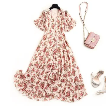 Women vintage fashion floral rose print chiffon summer dress 2020 new short sleeve a-line elegant V-neck ruffles dresses
Women vintage fashion floral rose print chiffon summer dress 2020 new short sleeve a-line elegant V-neck ruffles dresses