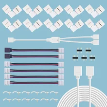 35Pcs 5050 4-Pin Male LED Strip Connector Kit With L-Shaped Female Connectors Jumpers Strip Extension Cable LED Strip Light Clip
35Pcs 5050 4-Pin Male LED Strip Connector Kit With L-Shaped Female Connectors Jumpers Strip Extension Cable LED Strip Light Clip