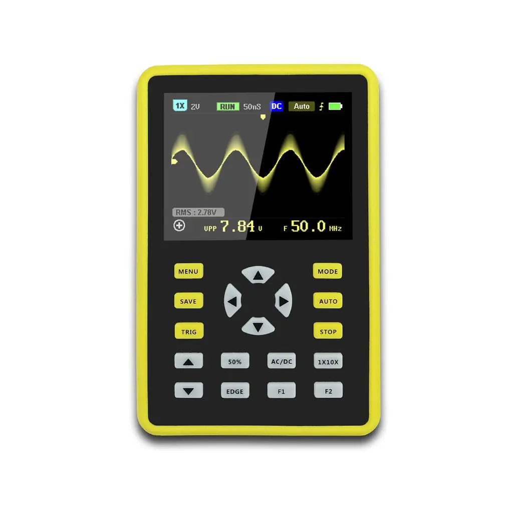 5012H 2.4-inch IPS Screen Digital Oscilloscope 500MS/s Sampling Rate 100MHz Analog Bandwidth Support Waveform Storage
5012H 2.4-inch IPS Screen Digital Oscilloscope 500MS/s Sampling Rate 100MHz Analog Bandwidth Support Waveform Storage