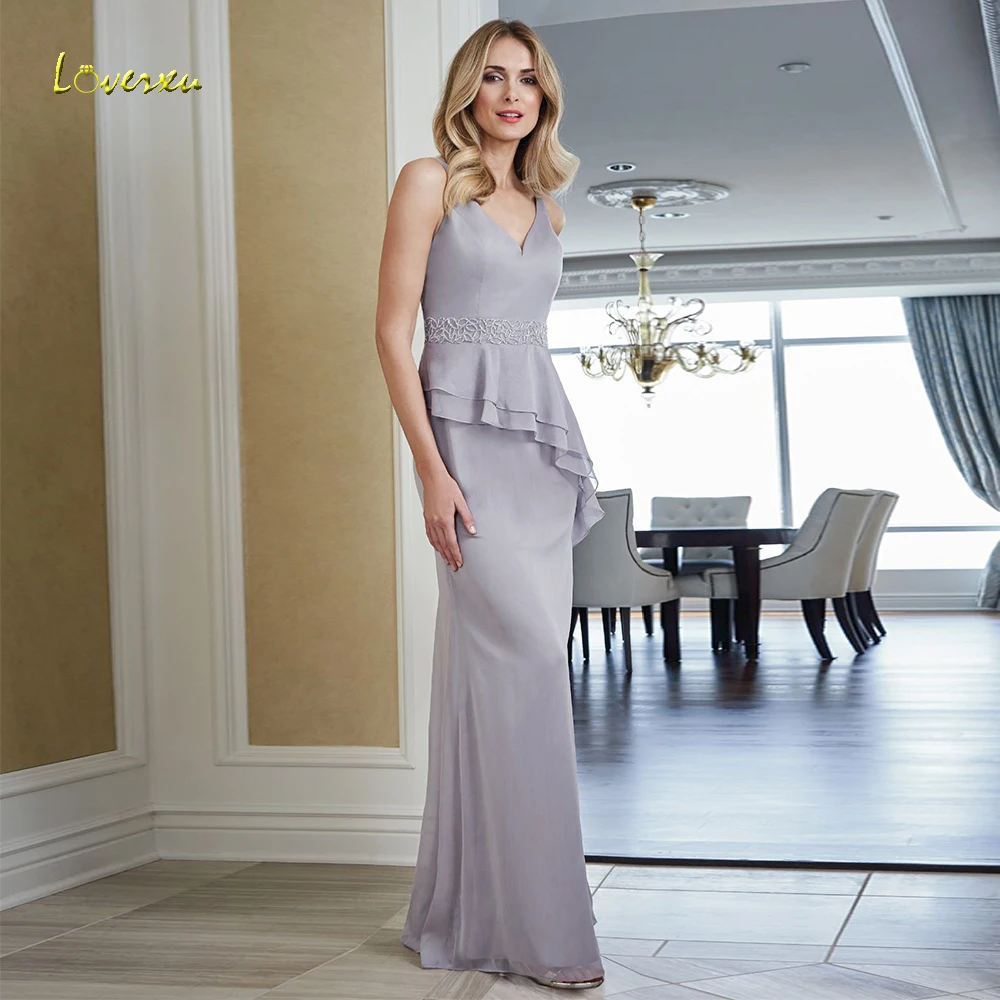 Loverxu/длинные платья русалки с v-образным вырезом для матери невесты 2019 большие