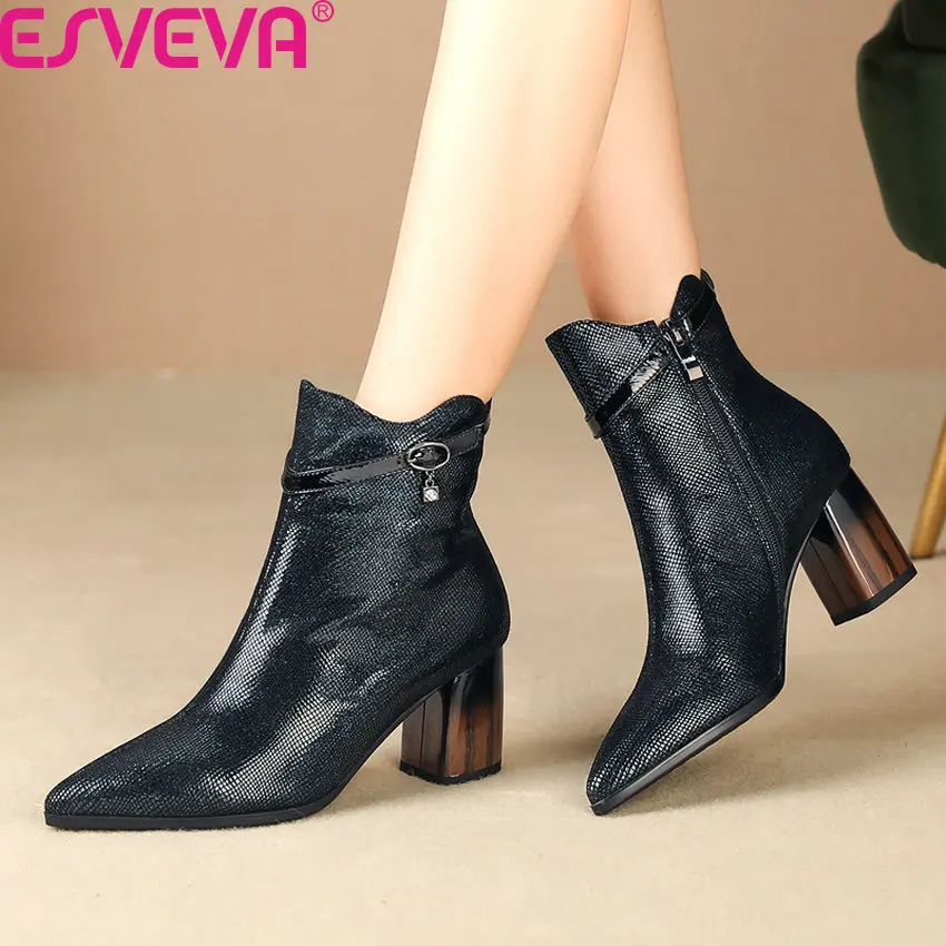 ESVEVA 2020 Women Shoes Ankle Boots Genuine Leather Square High Heel Pointed Toe Sexy Solid All Match Fashion Boot Size 34-42
ESVEVA 2020 Women Shoes Ankle Boots Genuine Leather Square High Heel Pointed Toe Sexy Solid All Match Fashion Boot Size 34-42