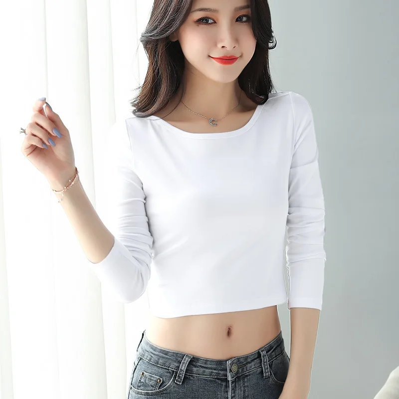 Women Spring Autumn T-shirt Round Collar Long Sleeve Woman's Tops Black White Basic Lady Shirt Female Clothings
Women Spring Autumn T-shirt Round Collar Long Sleeve Woman's Tops Black White Basic Lady Shirt Female Clothings