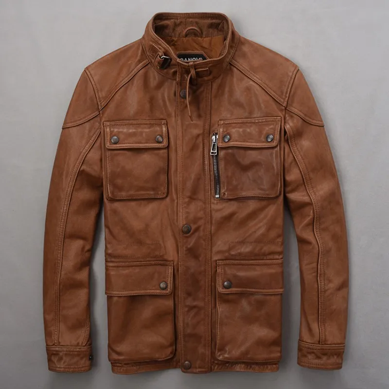 2020 Moto biker Slim Fit Mens Natural Cow Leather Jacket Pocket Vintage Stand Collar Real Leather Jacket Coats Short Overcoats
2020 Moto biker Slim Fit Mens Natural Cow Leather Jacket Pocket Vintage Stand Collar Real Leather Jacket Coats Short Overcoats