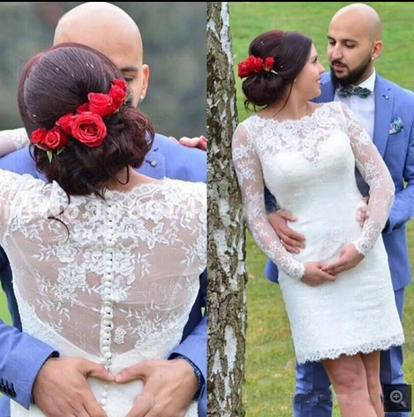 2020 white lace Long Sleeve Sheath/column Wedding Dresses Jewel Neck short mini petite girls informal bridal gowns hot sale
2020 white lace Long Sleeve Sheath/column Wedding Dresses Jewel Neck short mini petite girls informal bridal gowns hot sale