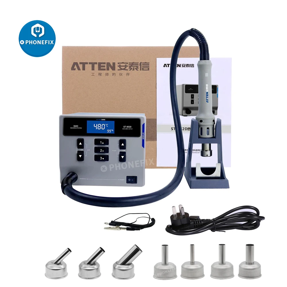 ATTEN ST-862 1000W Hot Air Rework Station Intelligent Digital Display Hot Air Gun Soldering Station for PCB Welding Repair Tool
ATTEN ST-862 1000W Hot Air Rework Station Intelligent Digital Display Hot Air Gun Soldering Station for PCB Welding Repair Tool
