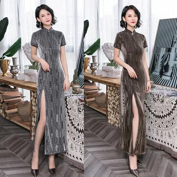 Fashion improved front split long fishtail cheongsam skirt 2020 spring new Korean bright silk cheongsam M-4XL
Fashion improved front split long fishtail cheongsam skirt 2020 spring new Korean bright silk cheongsam M-4XL