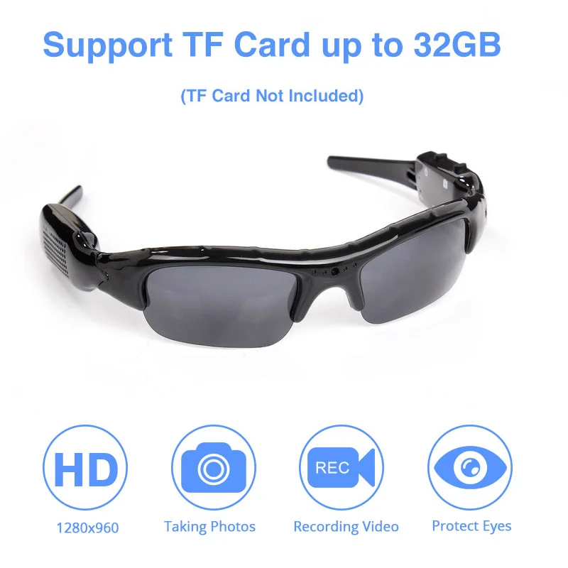 HD Wide Angle Sunglasses Camera Mini Eyewear DV DVR Video Recorder Outdoor Sports micro Camcorder support SD TF card
HD Wide Angle Sunglasses Camera Mini Eyewear DV DVR Video Recorder Outdoor Sports micro Camcorder support SD TF card