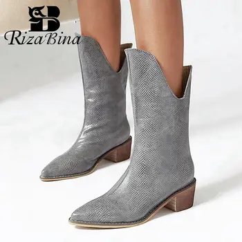 RIZABINA Leather 6 Colors Women Ankle Boots Fashion Pointed Toe Women Shoes Square Heel Warm Winter Casual Zapatos Size 34-47 
RIZABINA Leather 6 Colors Women Ankle Boots Fashion Pointed Toe Women Shoes Square Heel Warm Winter Casual Zapatos Size 34-47