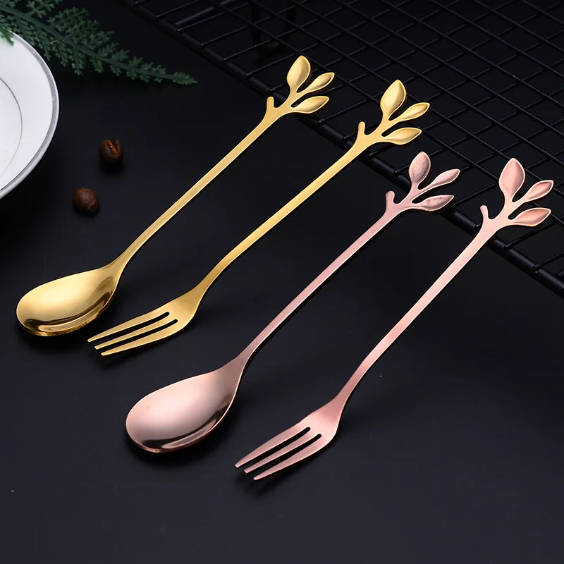 Rose Gold Creative Stainless Steel Leaf Tableware Cake Dessert Coffee Spoon Fruit Steak Fork Home Western Restaurant Utensils
Rose Gold Creative Stainless Steel Leaf Tableware Cake Dessert Coffee Spoon Fruit Steak Fork Home Western Restaurant Utensils