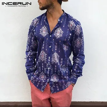 Retro Men Shirt Printed Ethnic Style Vacation Lapel Casual 2019 Breathable Camisa Button Loose Long Sleeve Hawaiian Shirts Men 
Retro Men Shirt Printed Ethnic Style Vacation Lapel Casual 2019 Breathable Camisa Button Loose Long Sleeve Hawaiian Shirts Men