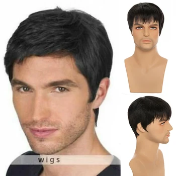 

YOUR BEAUTY HAIR Men Wigs Natura Color Short Straight 5%Synthetic Hair Wig Black Natural Daily Wig for Young Boy free shipping