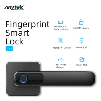 Anytek Fingerprint Door lock Electronic Intelligent Biometric Technology Bluetooth Enabled Fingerprint Smart Lock With App
Anytek Fingerprint Door lock Electronic Intelligent Biometric Technology Bluetooth Enabled Fingerprint Smart Lock With App