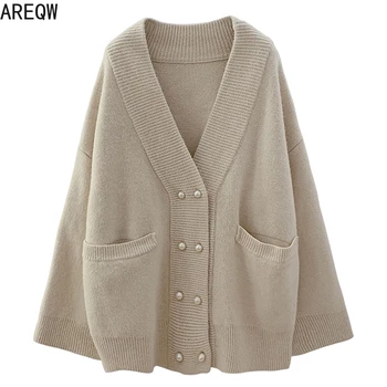 2020 New Pearl Double Breasted knit Female Cardigan Spring Autumn Loose Solid Women's Sweater Coat V Neck Cardigan Jacket Female
2020 New Pearl Double Breasted knit Female Cardigan Spring Autumn Loose Solid Women's Sweater Coat V Neck Cardigan Jacket Female