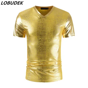 Men's Gold Bronzing T Shirts Muscle Man Slim Fit Short Sleeve Printed T Shirts Summer T-shirt Hip Hop DJ Singer Nightclub Tees 
Men's Gold Bronzing T Shirts Muscle Man Slim Fit Short Sleeve Printed T Shirts Summer T-shirt Hip Hop DJ Singer Nightclub Tees