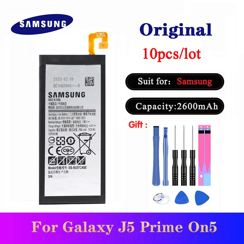 10pcs/lot EB-BG57CABE Original Battery For Galaxy J5 Prime On5 (2016) SM-G570F G570Y G570M G5700 G5510 Batteria 2600mAh
10pcs/lot EB-BG57CABE Original Battery For Galaxy J5 Prime On5 (2016) SM-G570F G570Y G570M G5700 G5510 Batteria 2600mAh