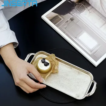 JINSERTA Rectangle Metal Serving Tray Jewelry Display Plate Cosmetic Organizer Desktop Tea Coffee Milk Sundries Decor Tray
JINSERTA Rectangle Metal Serving Tray Jewelry Display Plate Cosmetic Organizer Desktop Tea Coffee Milk Sundries Decor Tray