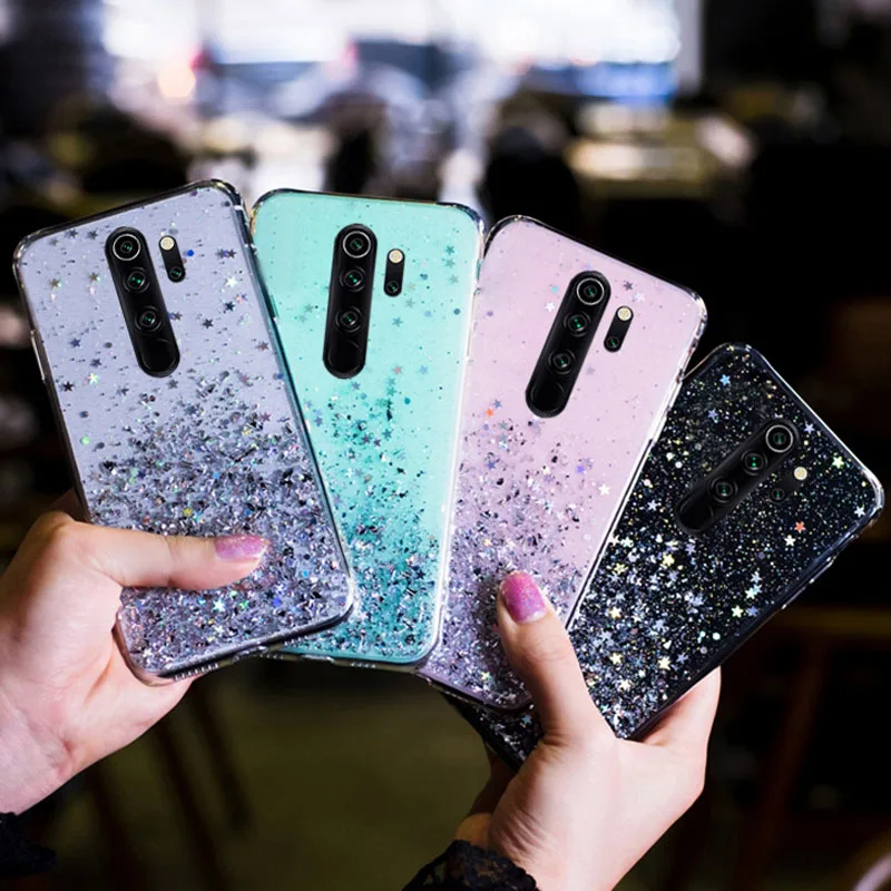 Мягкий чехол со звездным блеском для Xiaomi Redmi 7 7A 8 8A Note Pro 8T 9 S Max GO Mi 5X 6X A1 A2 SE 9T Lite 10