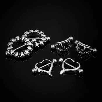 3 Pairs Surgical Steel Nipple Ring Heart Teeth Nipple Piercing Barbell Punk Nipple Bar Barbell Shield 14G Women Sexy Piercings 
3 Pairs Surgical Steel Nipple Ring Heart Teeth Nipple Piercing Barbell Punk Nipple Bar Barbell Shield 14G Women Sexy Piercings