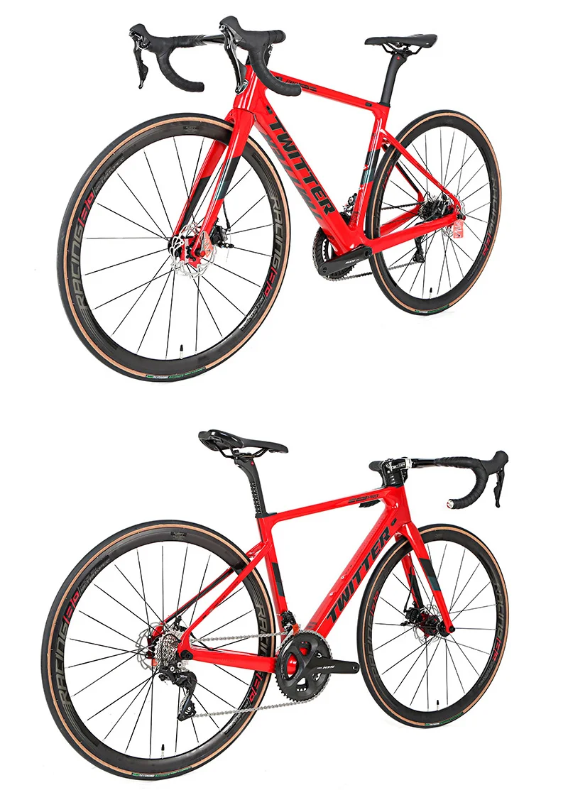 TWITTER 2020 new arrival 700c Full Carbon Road Bike complete Disc Brake hidden cables 105 groupset 22 Speed Gravel Road Bicycle