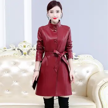 2019 Autumn Winter Women Faux Leather Jacket Slim Plus Size Single Breasted Long Trench Coat Female Leather Outerwear M-7XL T90
2019 Autumn Winter Women Faux Leather Jacket Slim Plus Size Single Breasted Long Trench Coat Female Leather Outerwear M-7XL T90