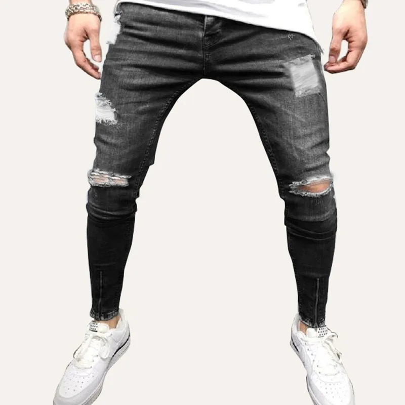 Jeans Men Ripped Slim Fit Hi-Street Mens Knee Holes Distressed Denim Joggers Skinny Pants Male 2020 Fashion Jeans Vintage 
Jeans Men Ripped Slim Fit Hi-Street Mens Knee Holes Distressed Denim Joggers Skinny Pants Male 2020 Fashion Jeans Vintage